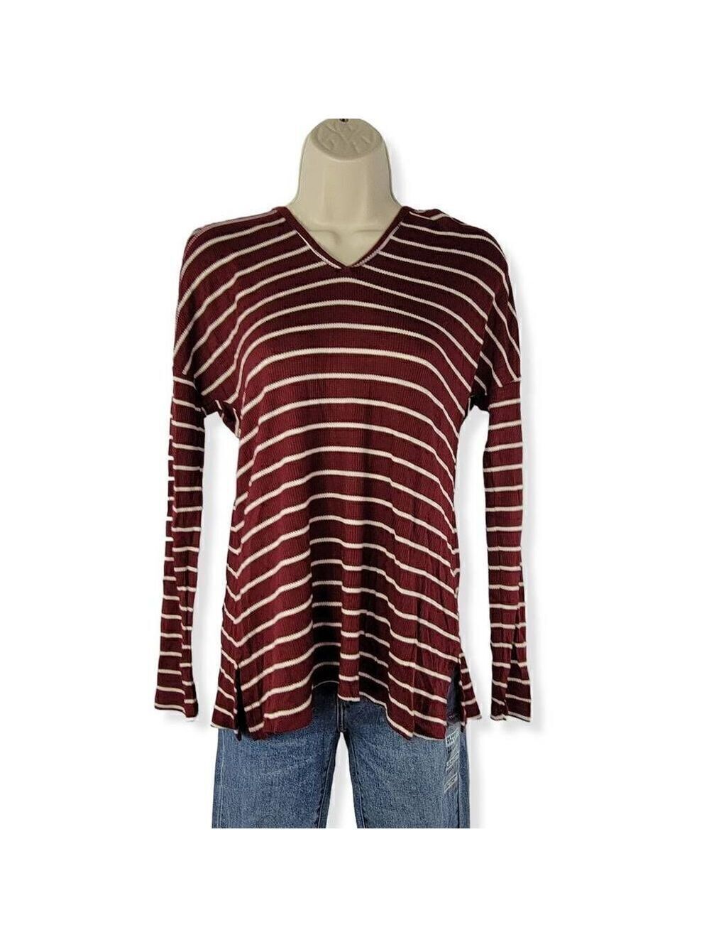 Hippie Rose Striped Hooded Long Sleeve Top Small Juniors